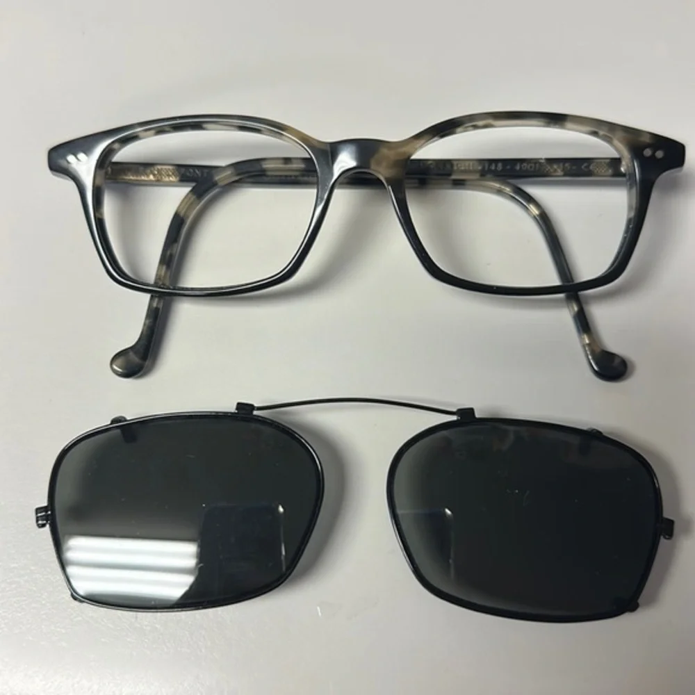 Stylish Black and Gray Glasses with Clip-On Lenses - Picture 1 of 7